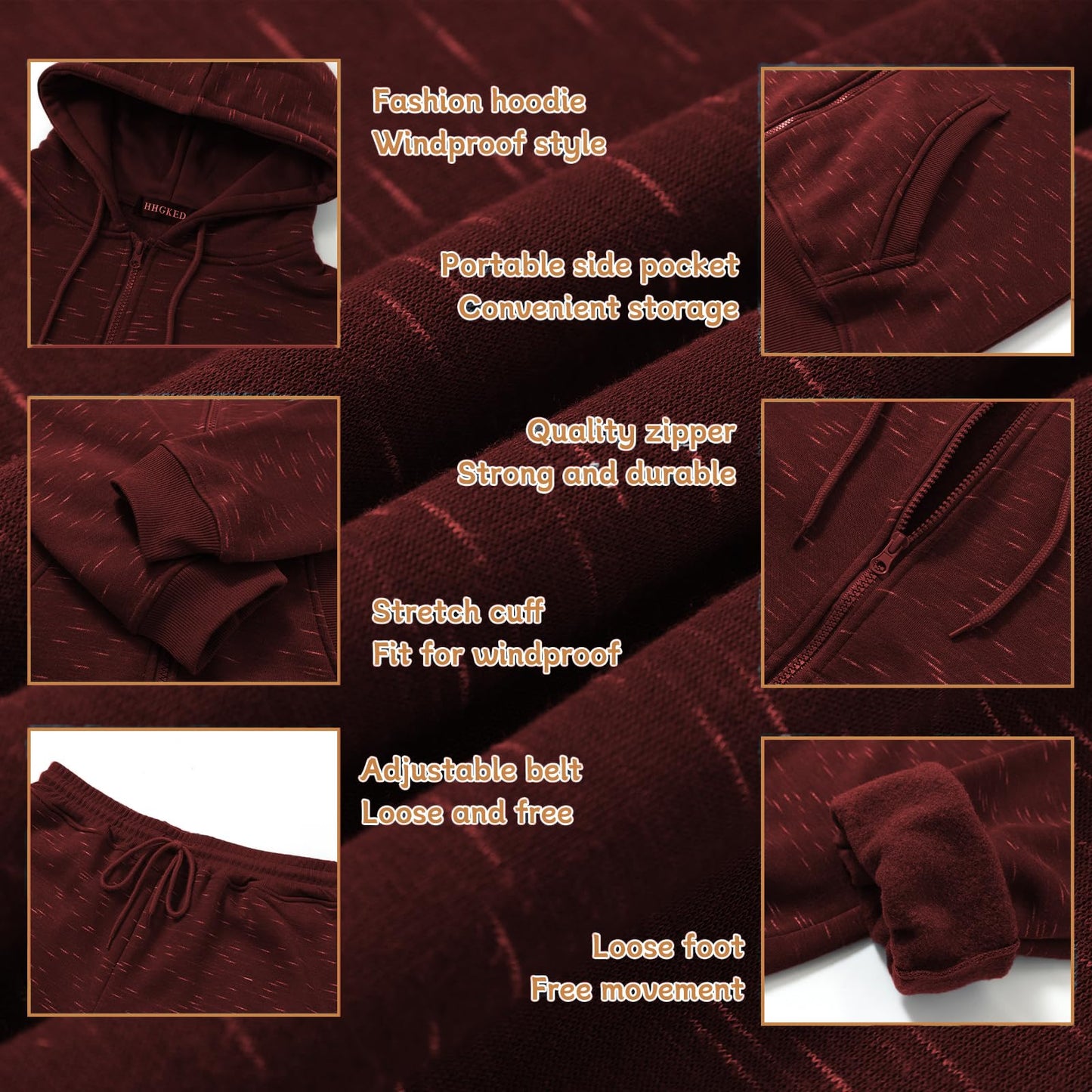 HHGKED Mens 2 Piece set Outfits Comfy Sweatsuits Athletic Jogging Tracksuit Hooded Sweatshirt and Joggers Sweatpants