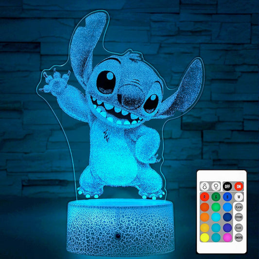 Stitch Gifts,Stitch Night Light for Kids, Christmas and Birthday Party Supplies for Boys/Girls, Decoration 3D Night Light, 16 Colors Change with Remote