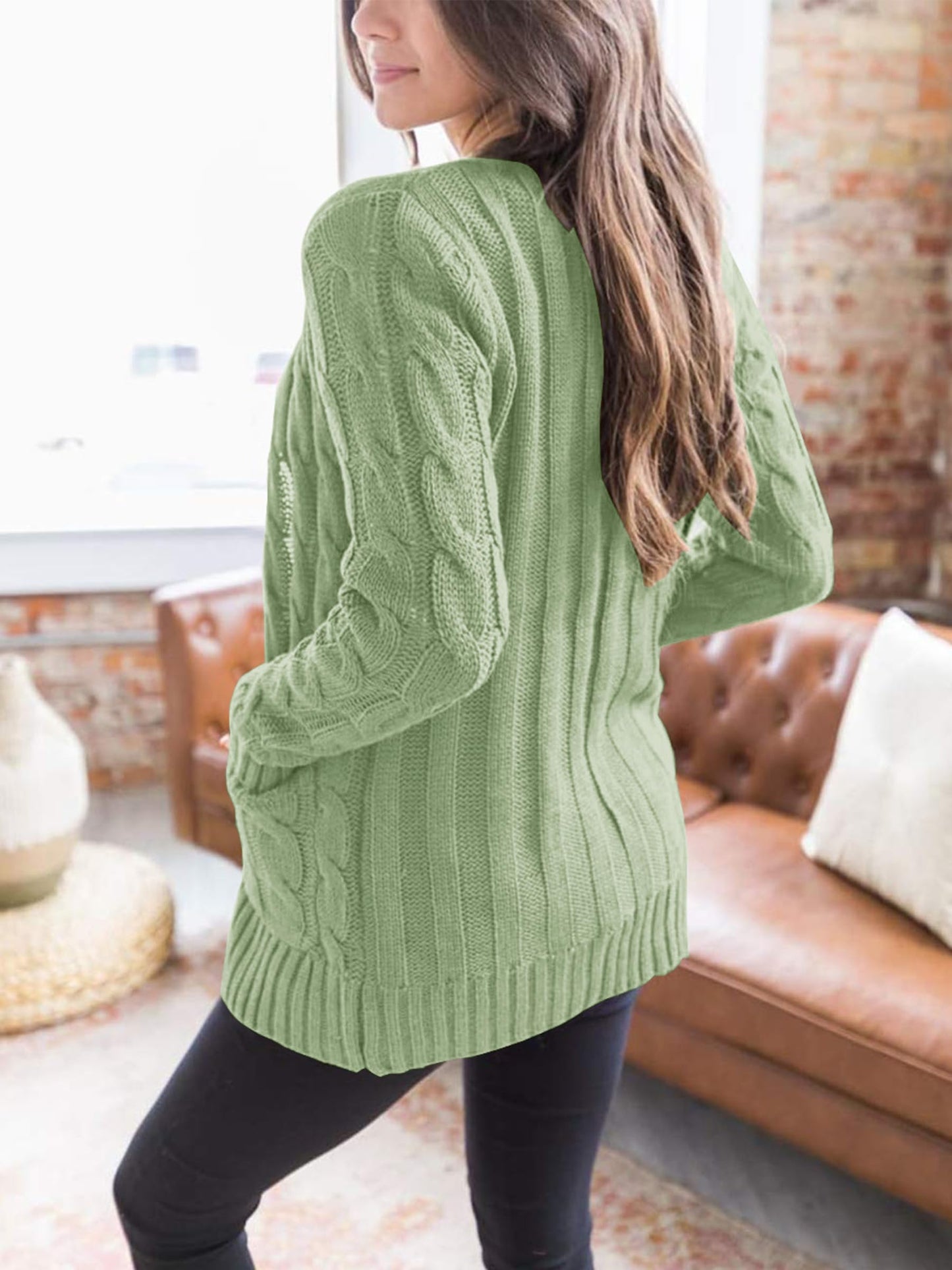 PRETTYGARDEN Women's Open Front Cardigan Sweaters Fall Fashion Button Down Cable Knit Chunky Winter Outerwear Coats
