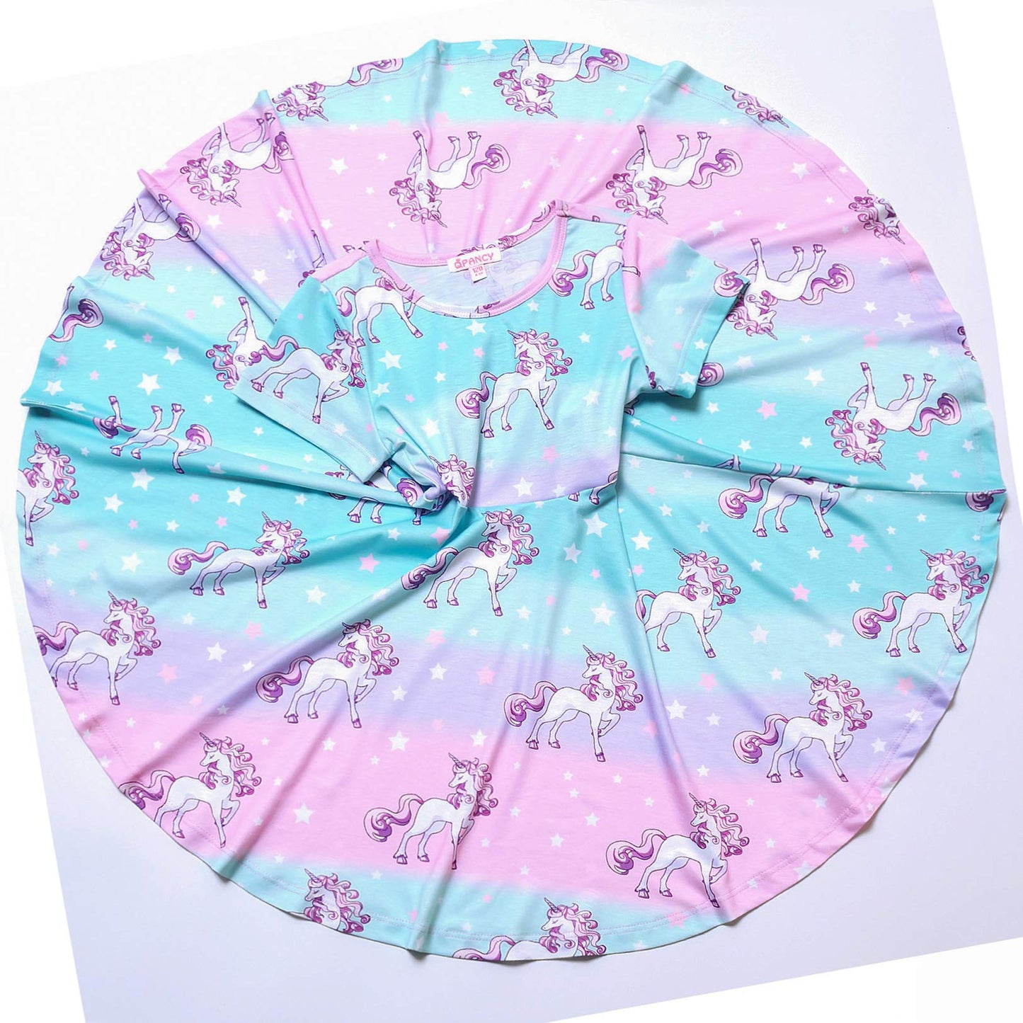 Unicorn Dresses for Girls Summer Swing Short Sleeve Casual Clothes for Kids