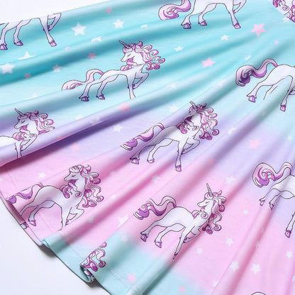 Unicorn Dresses for Girls Summer Swing Short Sleeve Casual Clothes for Kids