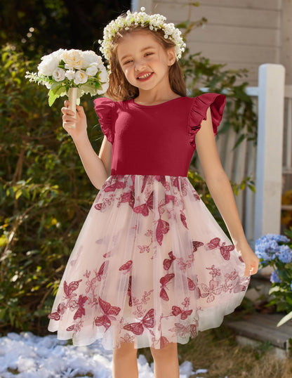Toddler Tutu Dress Girls Ruffle Tulle Dresses Cute Summer Party Princess Sundress for 2-7Y