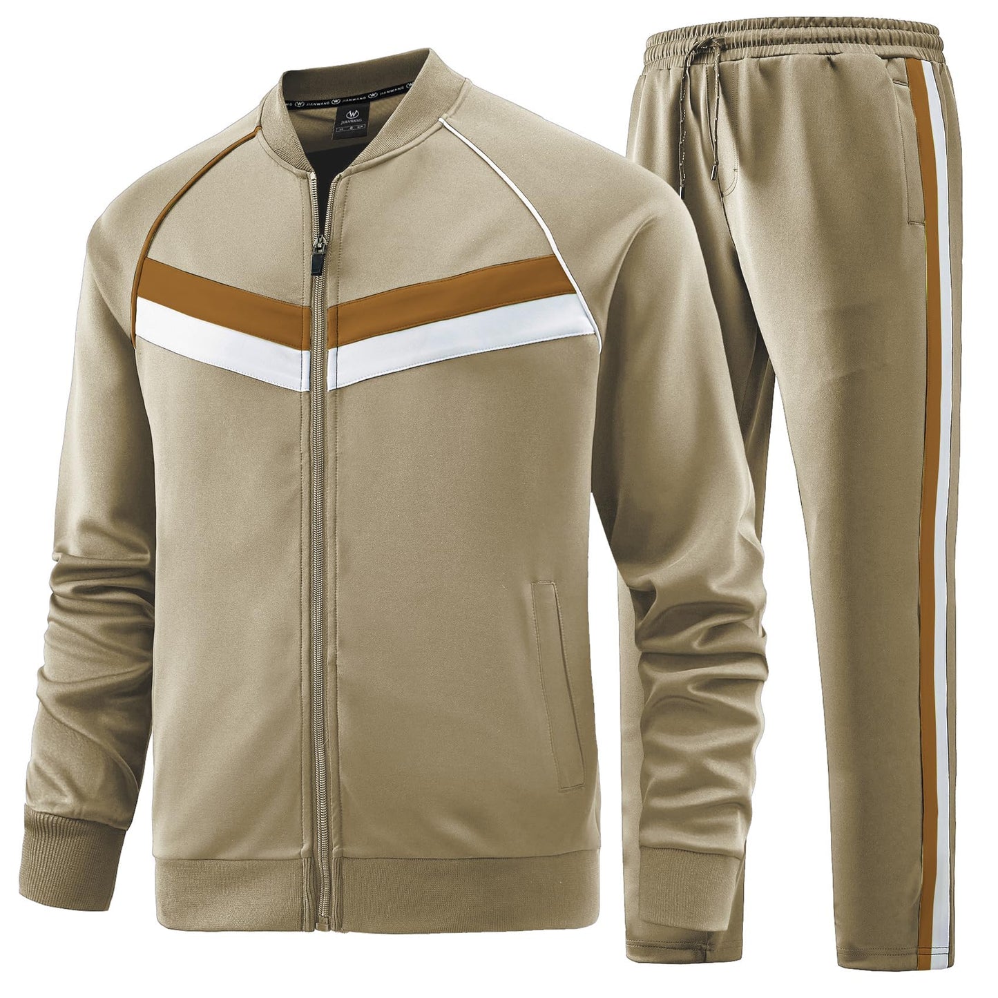 W JIANWANG Men's Casual Tracksuits Long Sleeve Jogging Suits Sweatsuit Sets Track Jackets and Pants 2 Piece Outfit