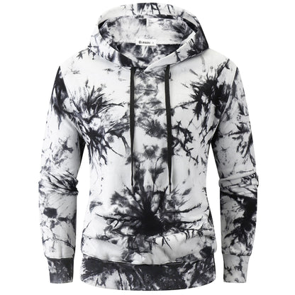 KLIEGOU Mens Tie-Dye Pullover Hooded Sweatshirt