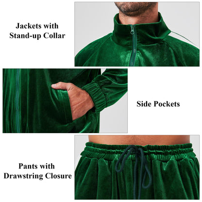 Mens Tracksuit 2 Piece Velour Sweatsuit for Men Casual Full Zip Jogging Suit Jacket Pants Set