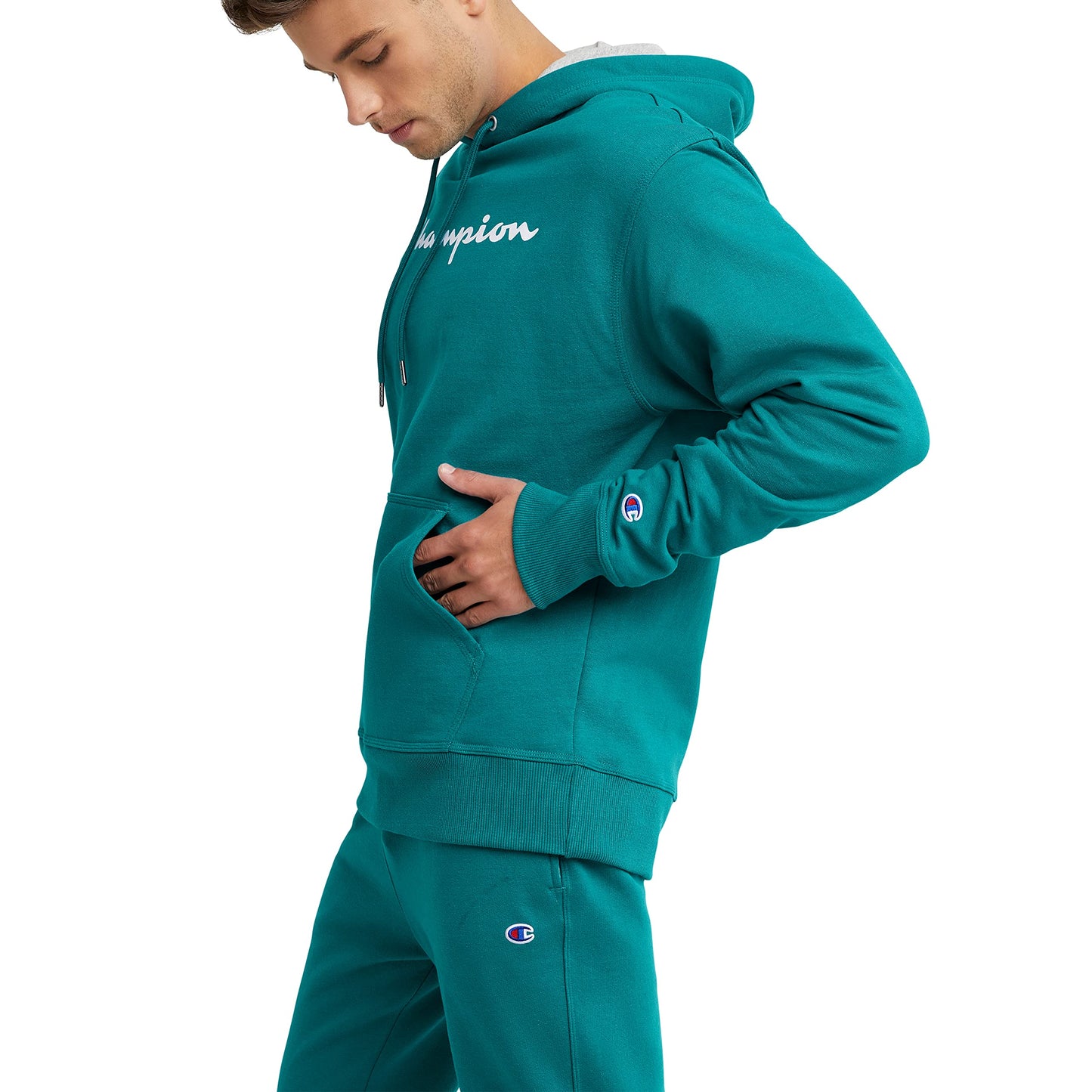 Champion Men's Hoodie, Powerblend, Fleece Men's Hoodie, Comfortable Men's Sweatshirt, Script Logo (Reg. or Big & Tall)