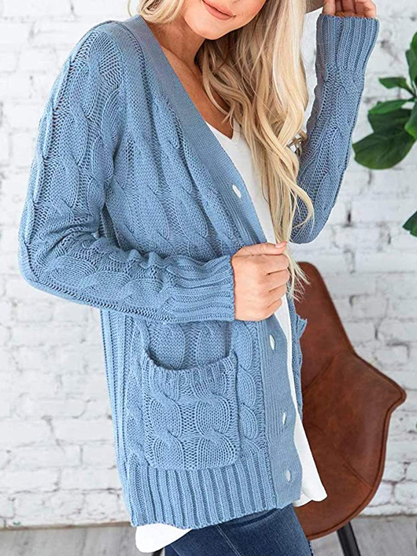 PRETTYGARDEN Women's Open Front Cardigan Sweaters Fall Fashion Button Down Cable Knit Chunky Winter Outerwear Coats