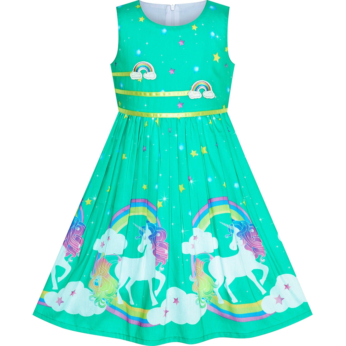 Sunny Fashion Girls Dress Rose Flower Double Bow Tie Party Sundress