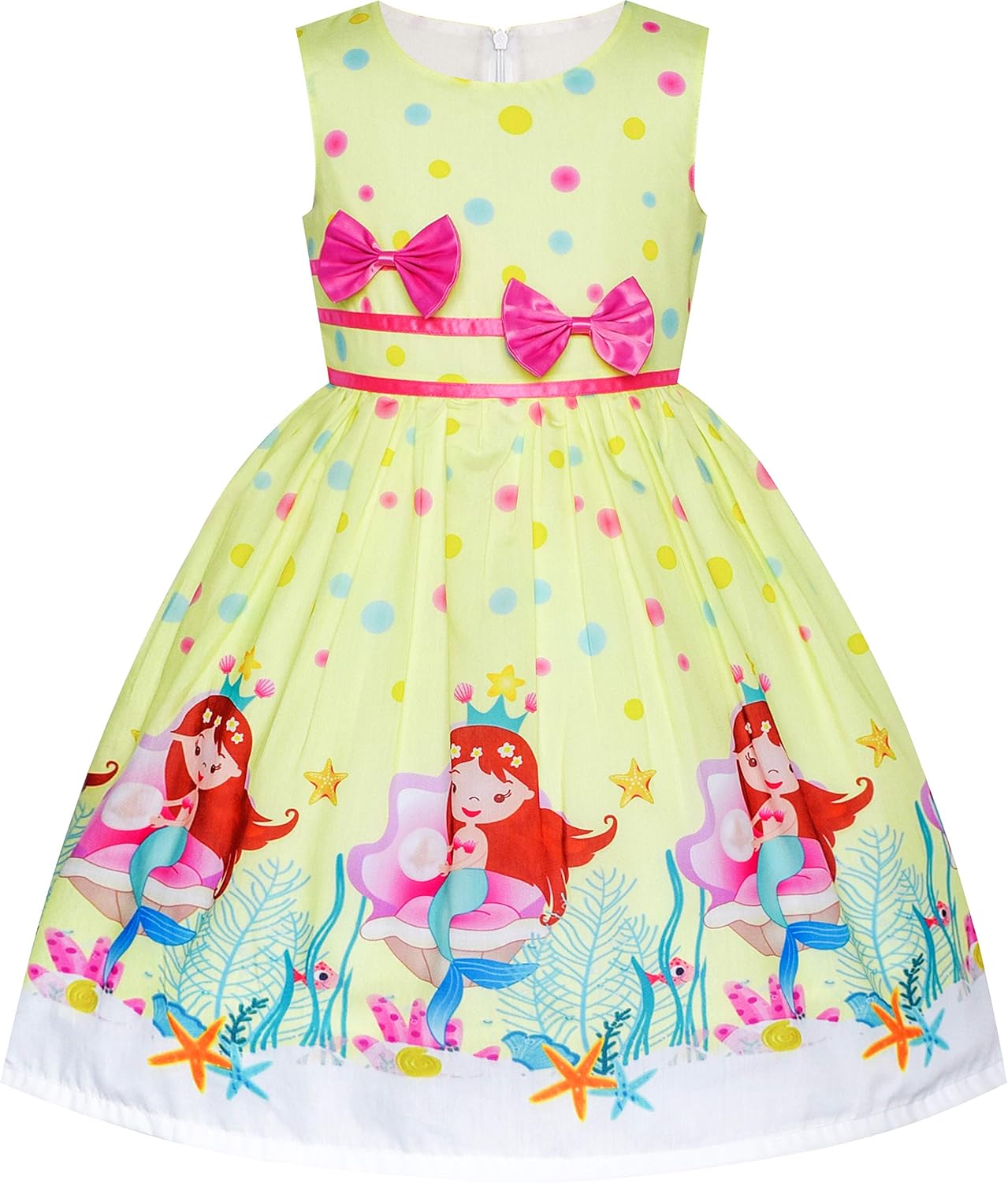 Sunny Fashion Girls Dress Rose Flower Double Bow Tie Party Sundress