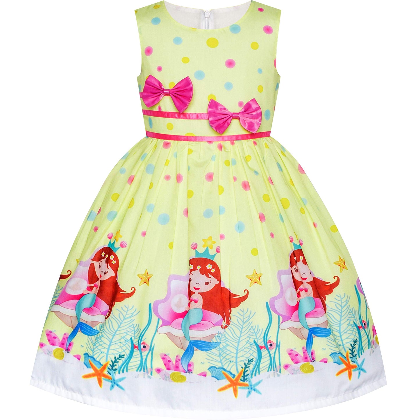 Sunny Fashion Girls Dress Rose Flower Double Bow Tie Party Sundress
