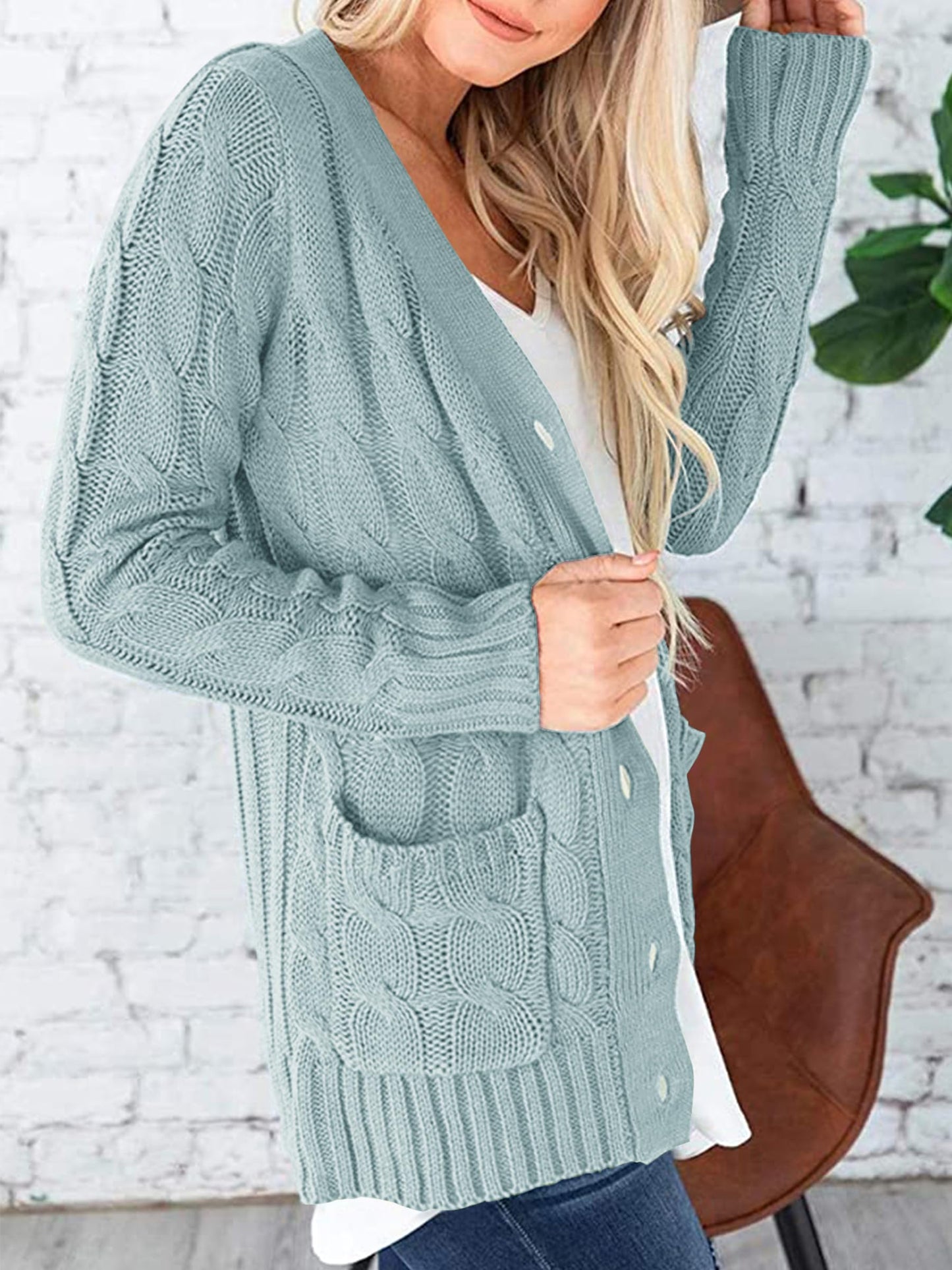 PRETTYGARDEN Women's Open Front Cardigan Sweaters Fall Fashion Button Down Cable Knit Chunky Winter Outerwear Coats