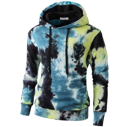 KLIEGOU Mens Tie-Dye Pullover Hooded Sweatshirt