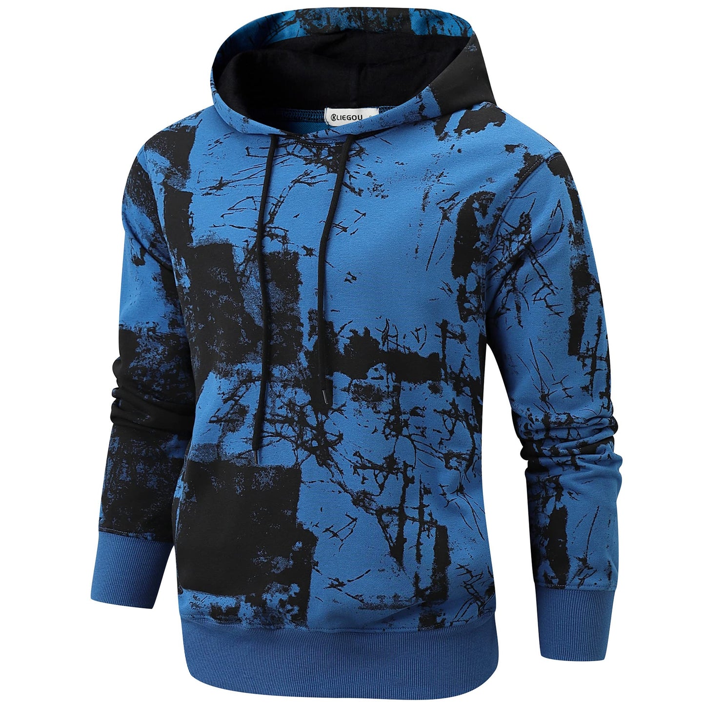 KLIEGOU Mens Tie-Dye Pullover Hooded Sweatshirt
