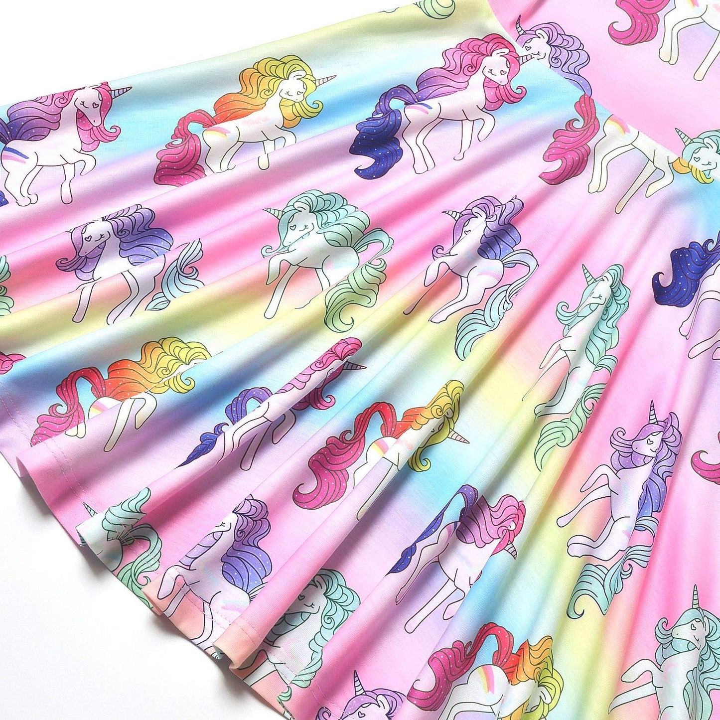 Unicorn Dresses for Girls Summer Swing Short Sleeve Casual Clothes for Kids