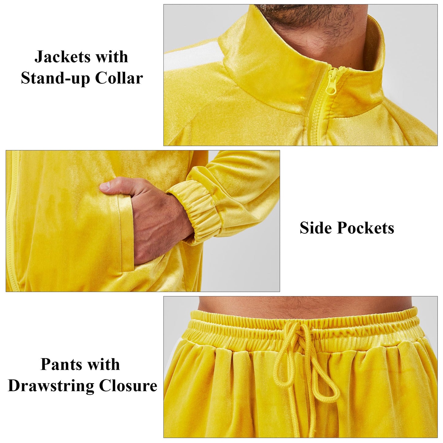 Mens Tracksuit 2 Piece Velour Sweatsuit for Men Casual Full Zip Jogging Suit Jacket Pants Set