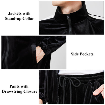 Mens Tracksuit 2 Piece Velour Sweatsuit for Men Casual Full Zip Jogging Suit Jacket Pants Set