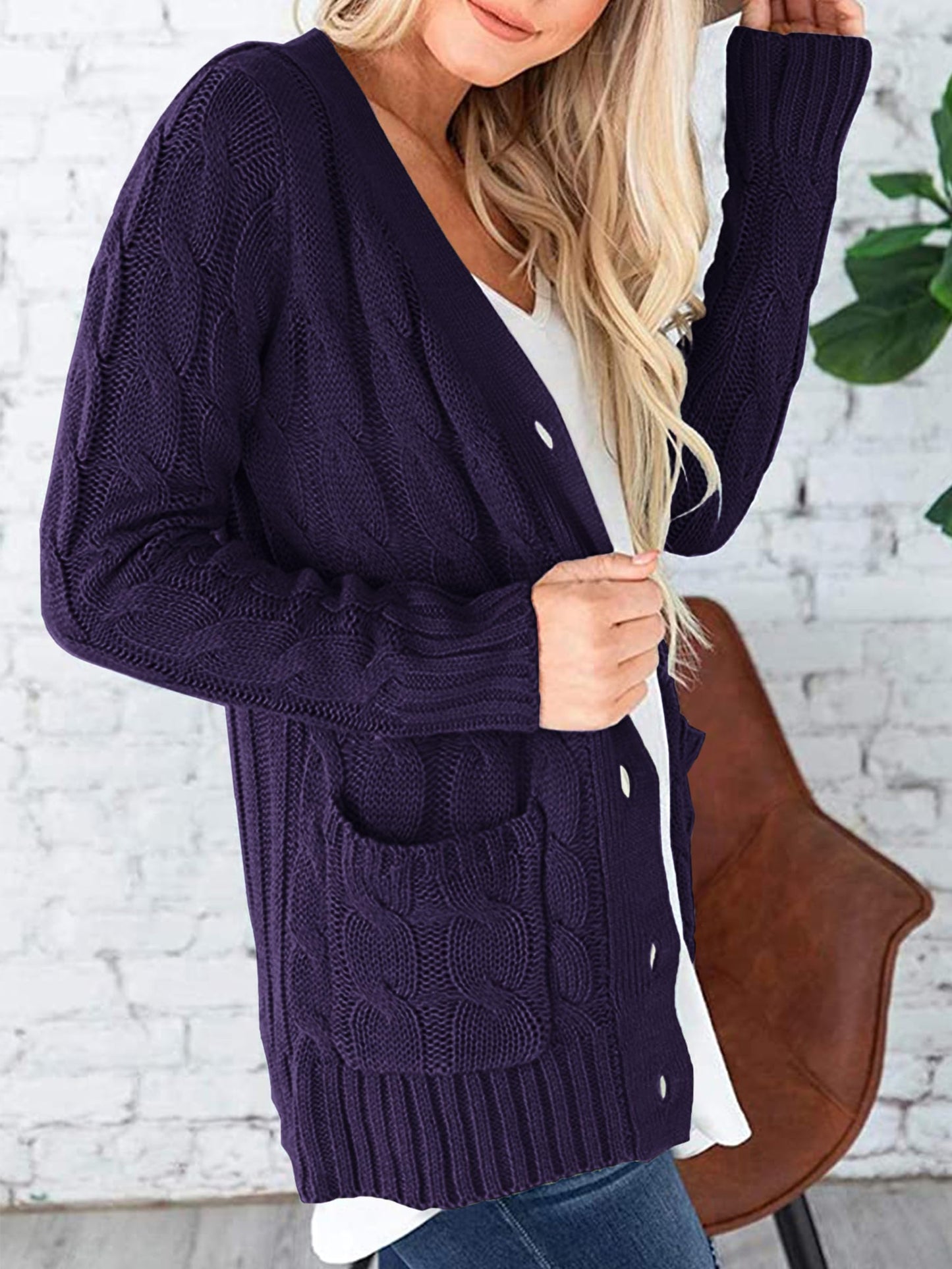 PRETTYGARDEN Women's Open Front Cardigan Sweaters Fall Fashion Button Down Cable Knit Chunky Winter Outerwear Coats