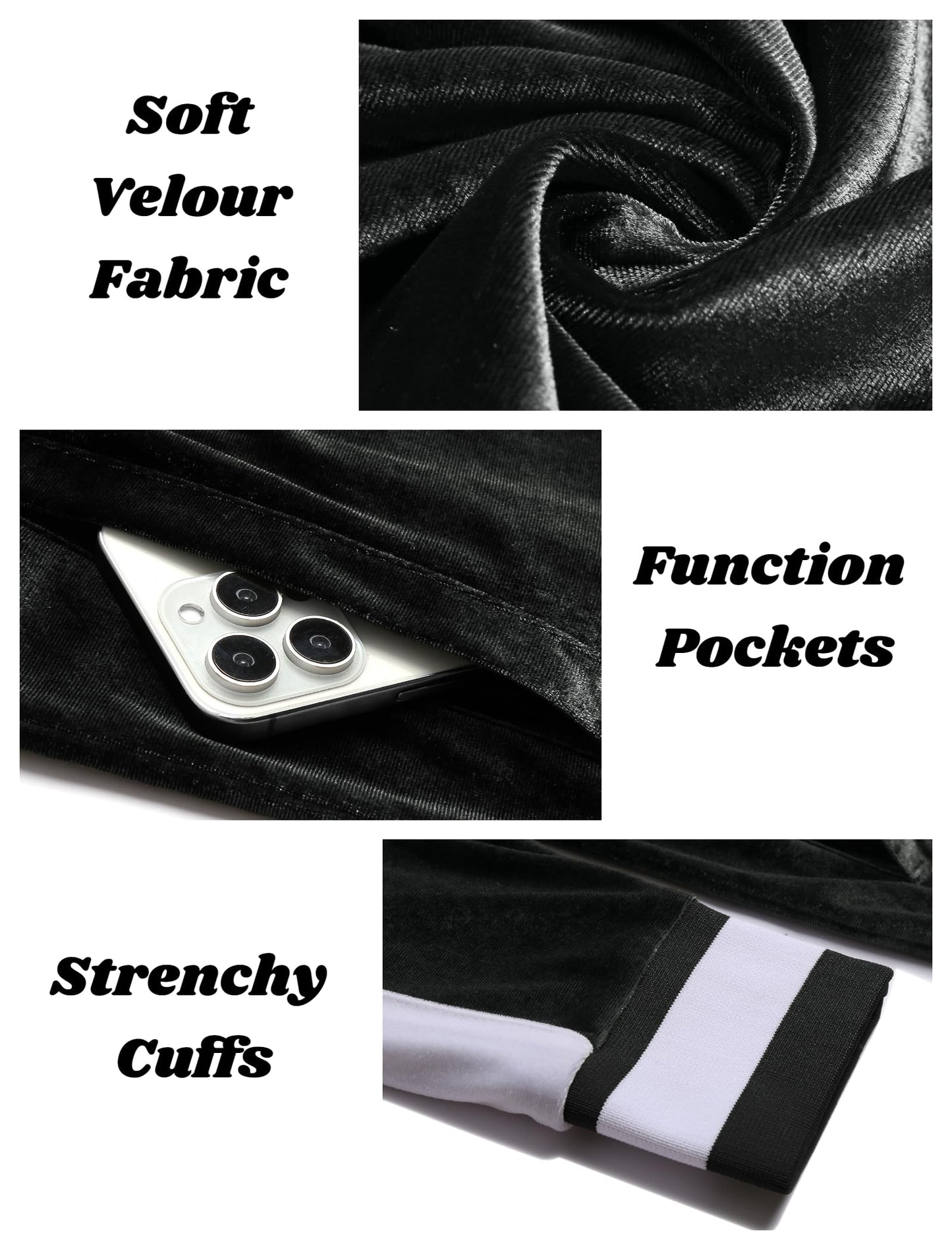 COOFANDY Mens Tracksuit 2 Piece Set Velour Velvet Sweatsuit Jogging Suits Full Zip Jacket Pants Outfits