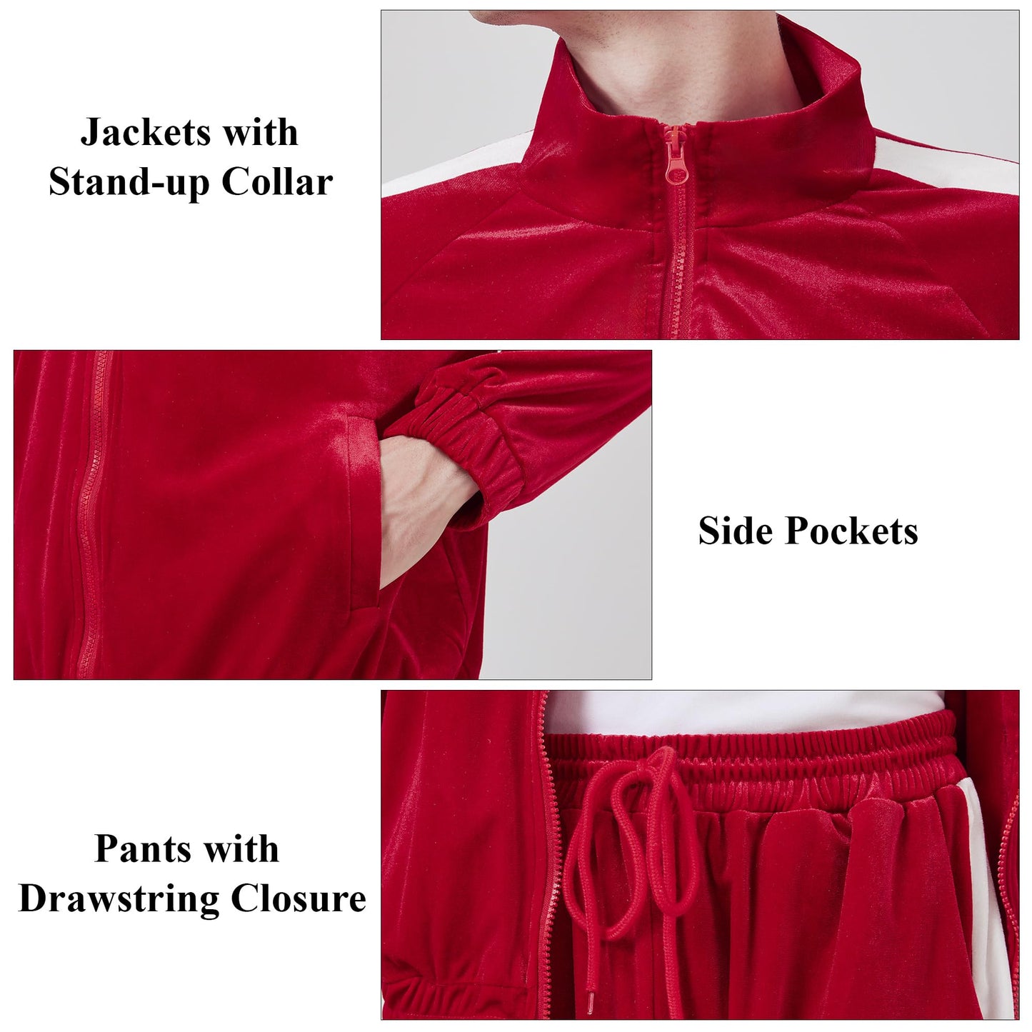 Mens Tracksuit 2 Piece Velour Sweatsuit for Men Casual Full Zip Jogging Suit Jacket Pants Set
