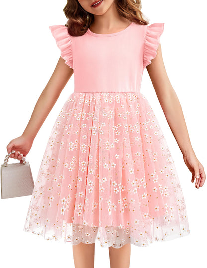 Toddler Tutu Dress Girls Ruffle Tulle Dresses Cute Summer Party Princess Sundress for 2-7Y