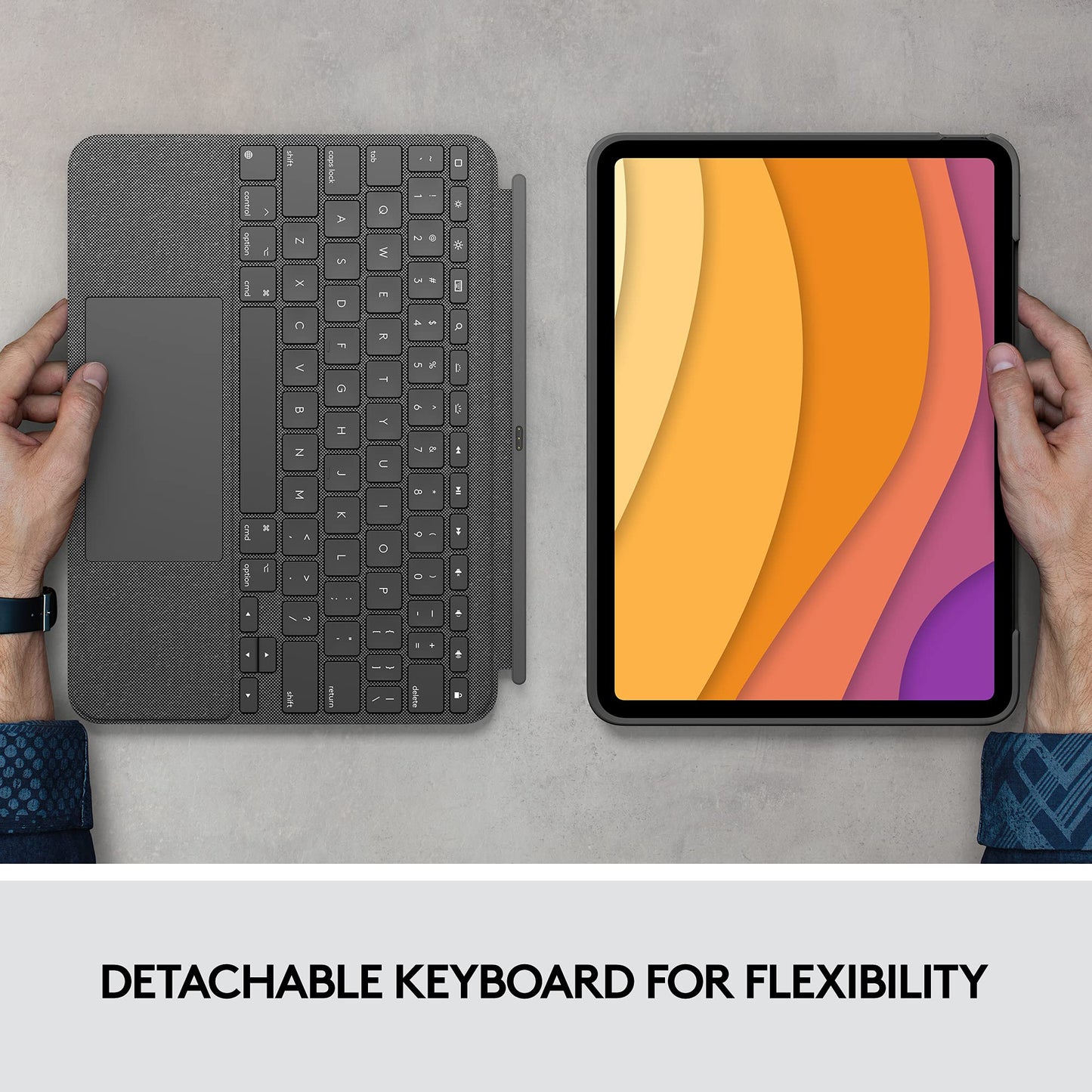 Logitech Combo Touch iPad Air 11-inch (M2) (2024), iPad Air (4th & 5th gen - 2020, 2022) Keyboard Case - Detachable Backlit Keyboard with Kickstand - Midnight Black