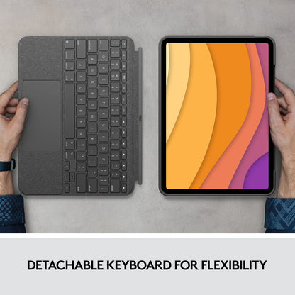 Logitech Combo Touch iPad Air 11-inch (M2) (2024), iPad Air (4th & 5th gen - 2020, 2022) Keyboard Case - Detachable Backlit Keyboard with Kickstand - Midnight Black