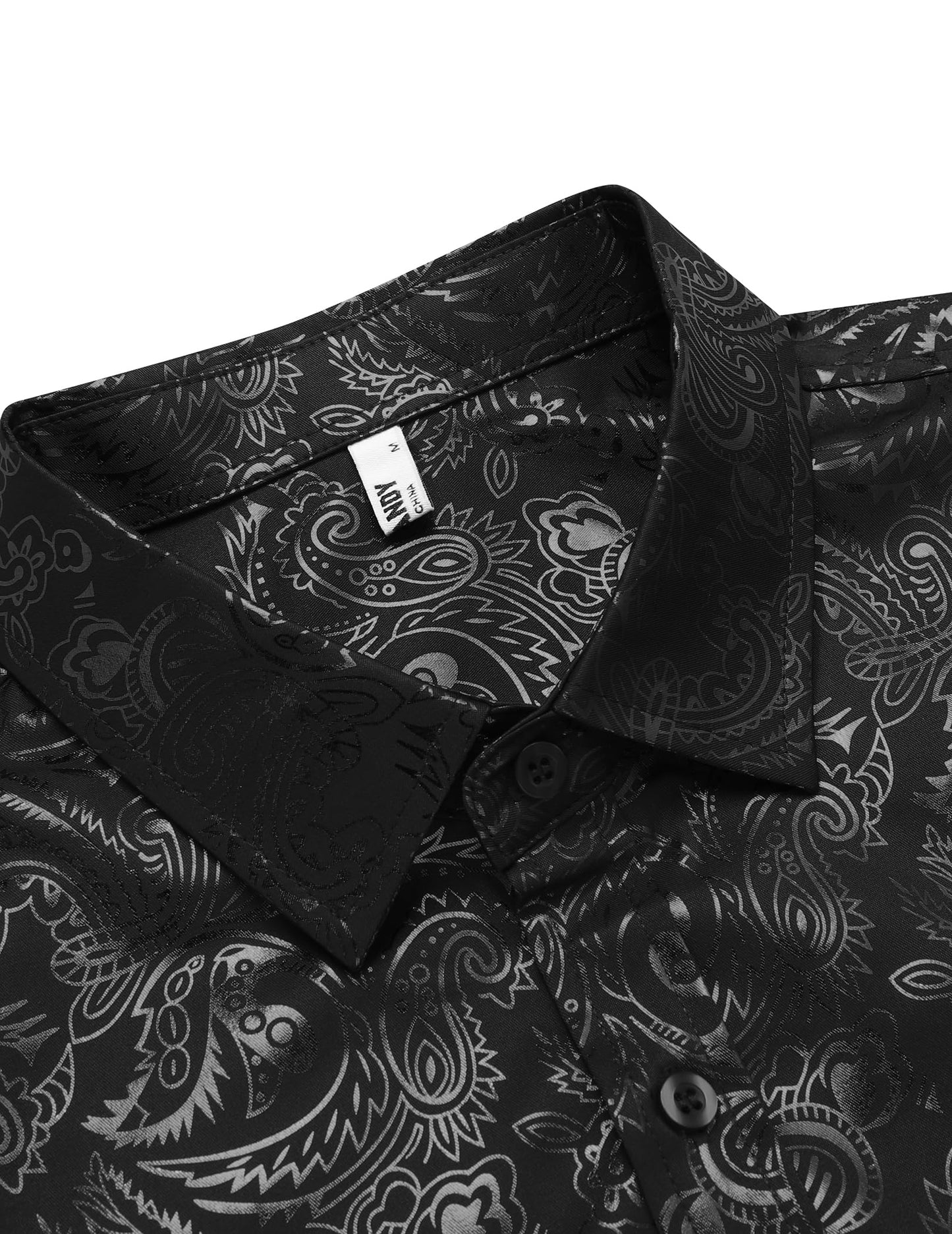 COOFANDY Men's Rose Shiny Shirt Luxury Flowered Printed Button Down Shirt