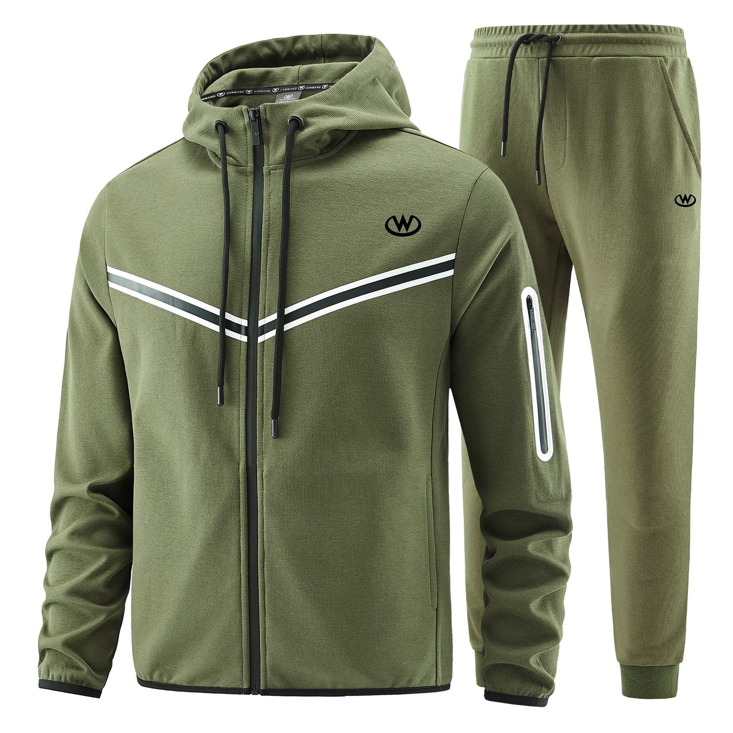 W JIANWANG Men's Casual Tracksuits Long Sleeve Jogging Suits Sweatsuit Sets Track Jackets and Pants 2 Piece Outfit