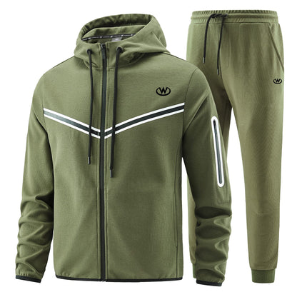 W JIANWANG Men's Casual Tracksuits Long Sleeve Jogging Suits Sweatsuit Sets Track Jackets and Pants 2 Piece Outfit