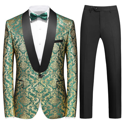 Rogers & Morris Floral Tuxedo Suit Set for Men Regular 2 Piece Jacket and Black Pants