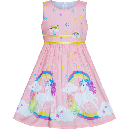 Sunny Fashion Girls Dress Rose Flower Double Bow Tie Party Sundress