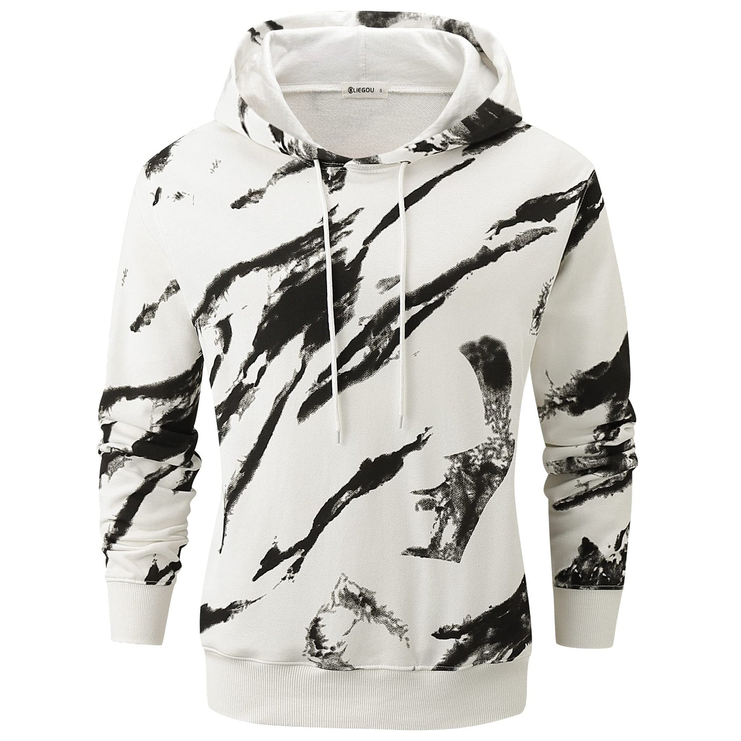 KLIEGOU Mens Tie-Dye Pullover Hooded Sweatshirt