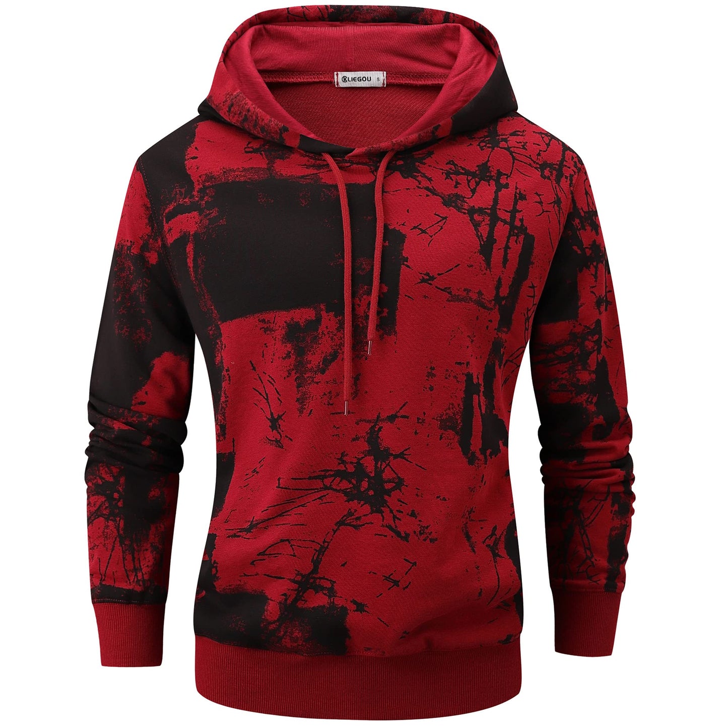 KLIEGOU Mens Tie-Dye Pullover Hooded Sweatshirt