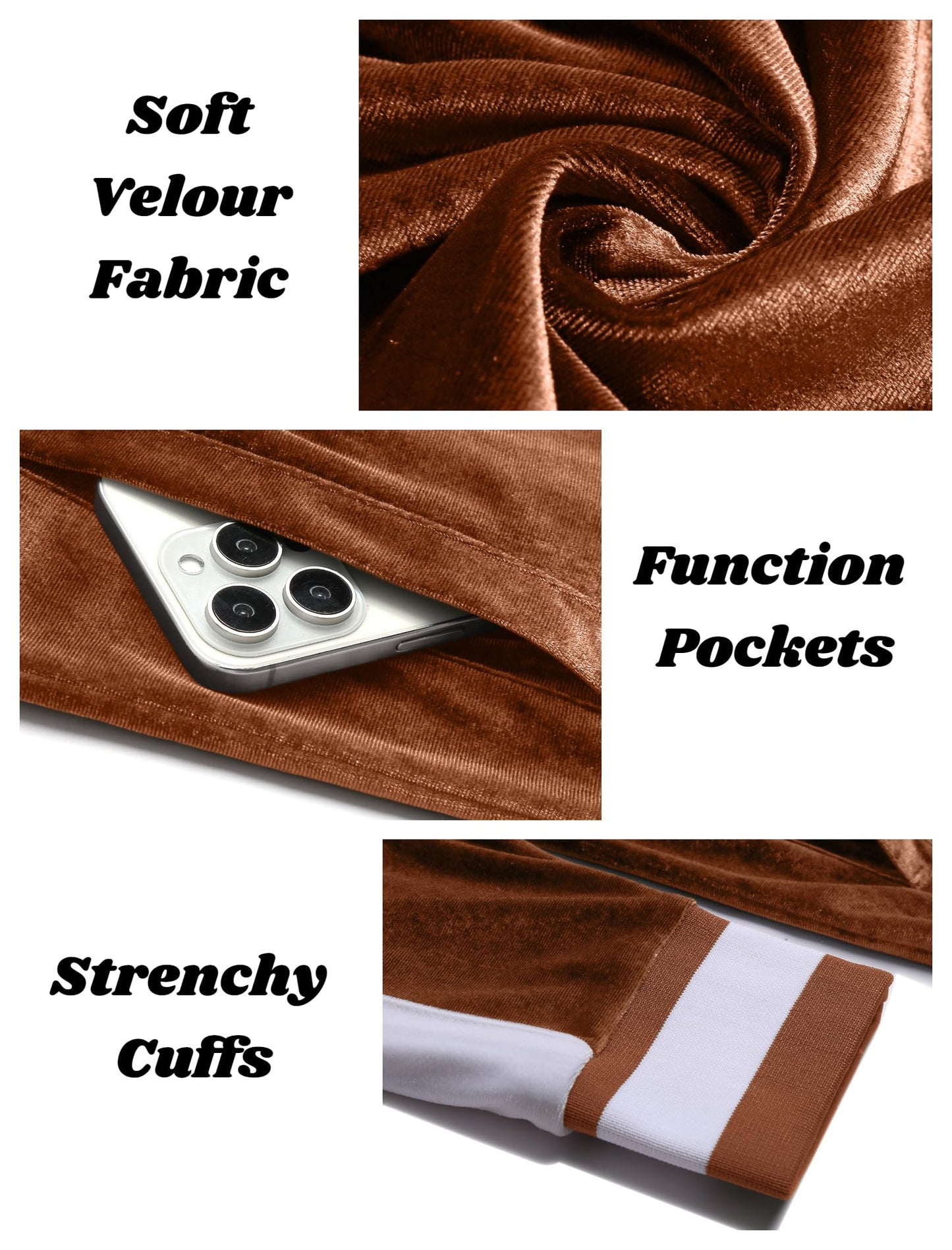 COOFANDY Mens Tracksuit 2 Piece Set Velour Velvet Sweatsuit Jogging Suits Full Zip Jacket Pants Outfits