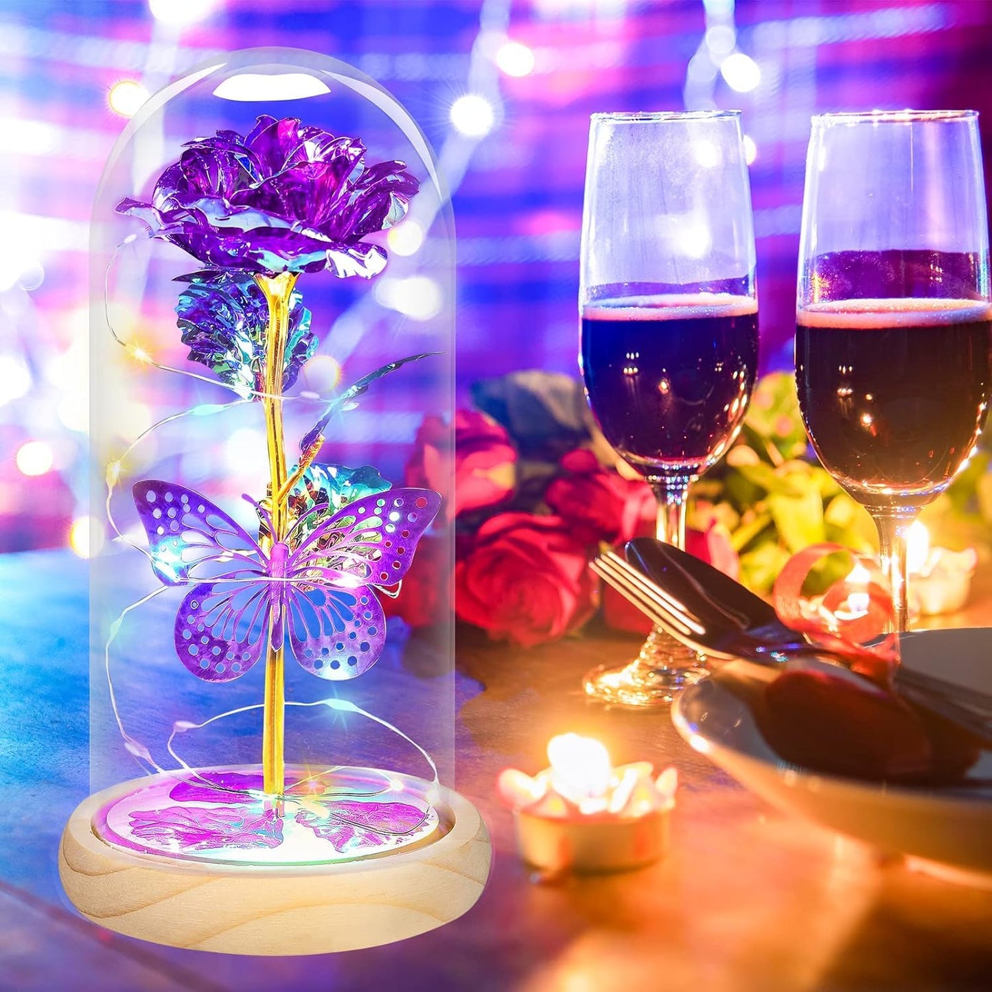 Mothers Day Rose Gifts for Mom Flowers Rose Gifts for Women,Birthday Gifts for Women,Purple Butterfly Flowers for Mom Mother Day Flower Gifts from Daughter Son,Gift for Sister,Her,Grandma,Wife