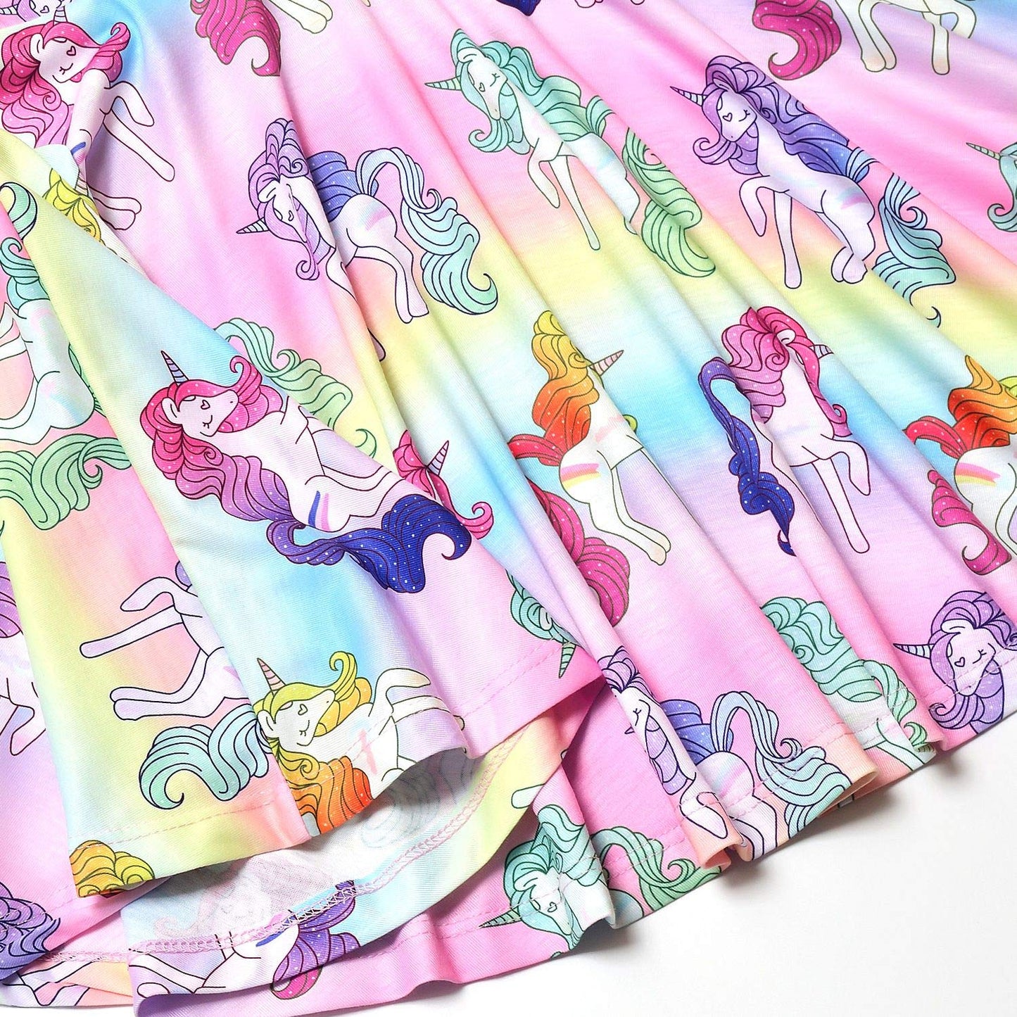 Unicorn Dresses for Girls Summer Swing Short Sleeve Casual Clothes for Kids