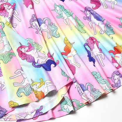 Unicorn Dresses for Girls Summer Swing Short Sleeve Casual Clothes for Kids