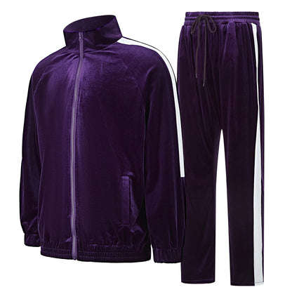 Mens Tracksuit 2 Piece Velour Sweatsuit for Men Casual Full Zip Jogging Suit Jacket Pants Set
