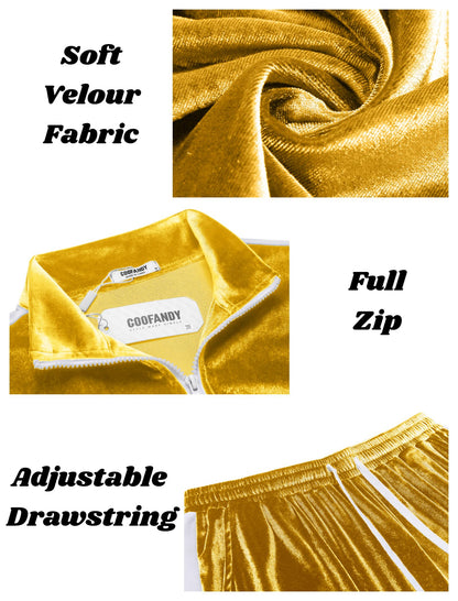 COOFANDY Mens Tracksuit 2 Piece Set Velour Velvet Sweatsuit Jogging Suits Full Zip Jacket Pants Outfits