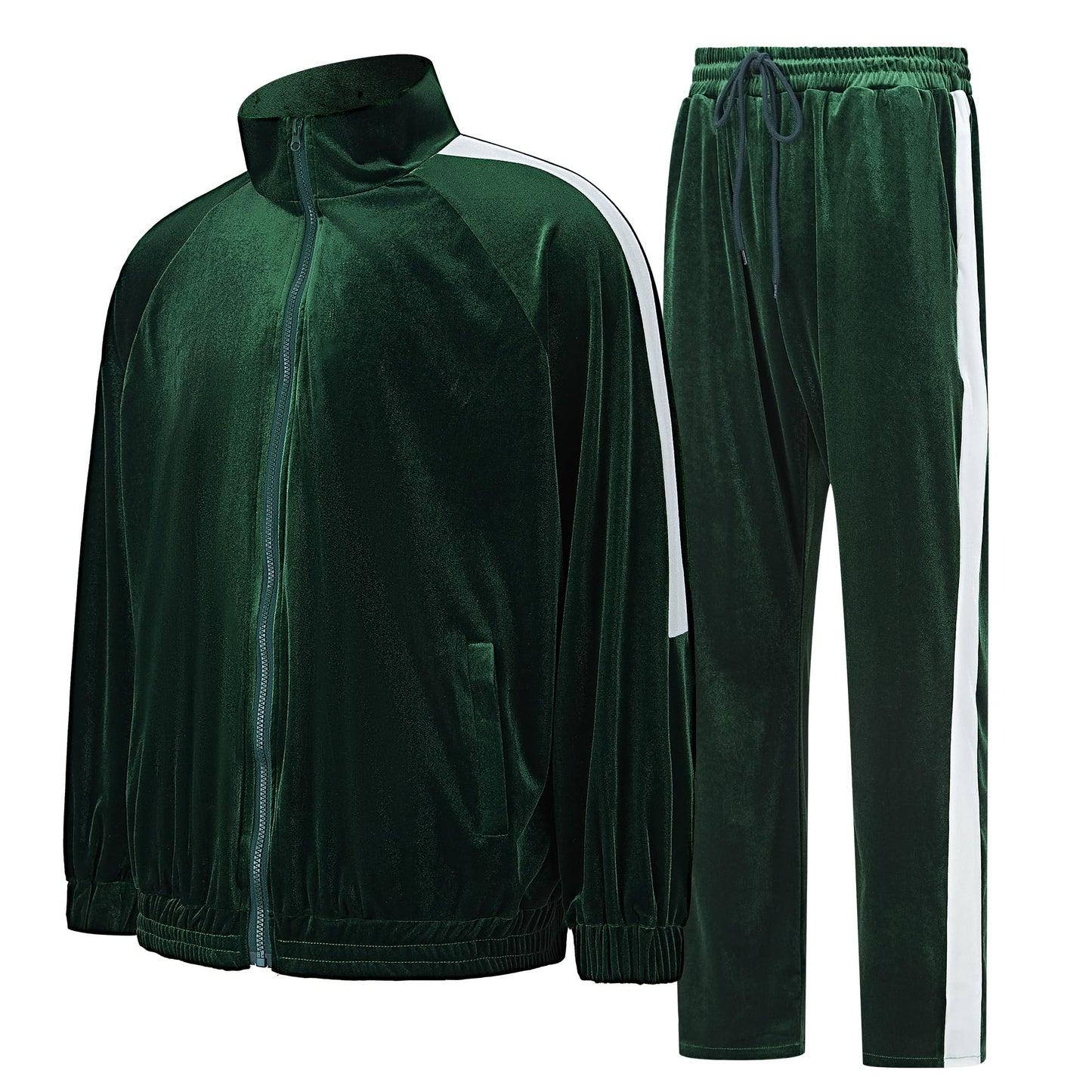 Mens Tracksuit 2 Piece Velour Sweatsuit for Men Casual Full Zip Jogging Suit Jacket Pants Set