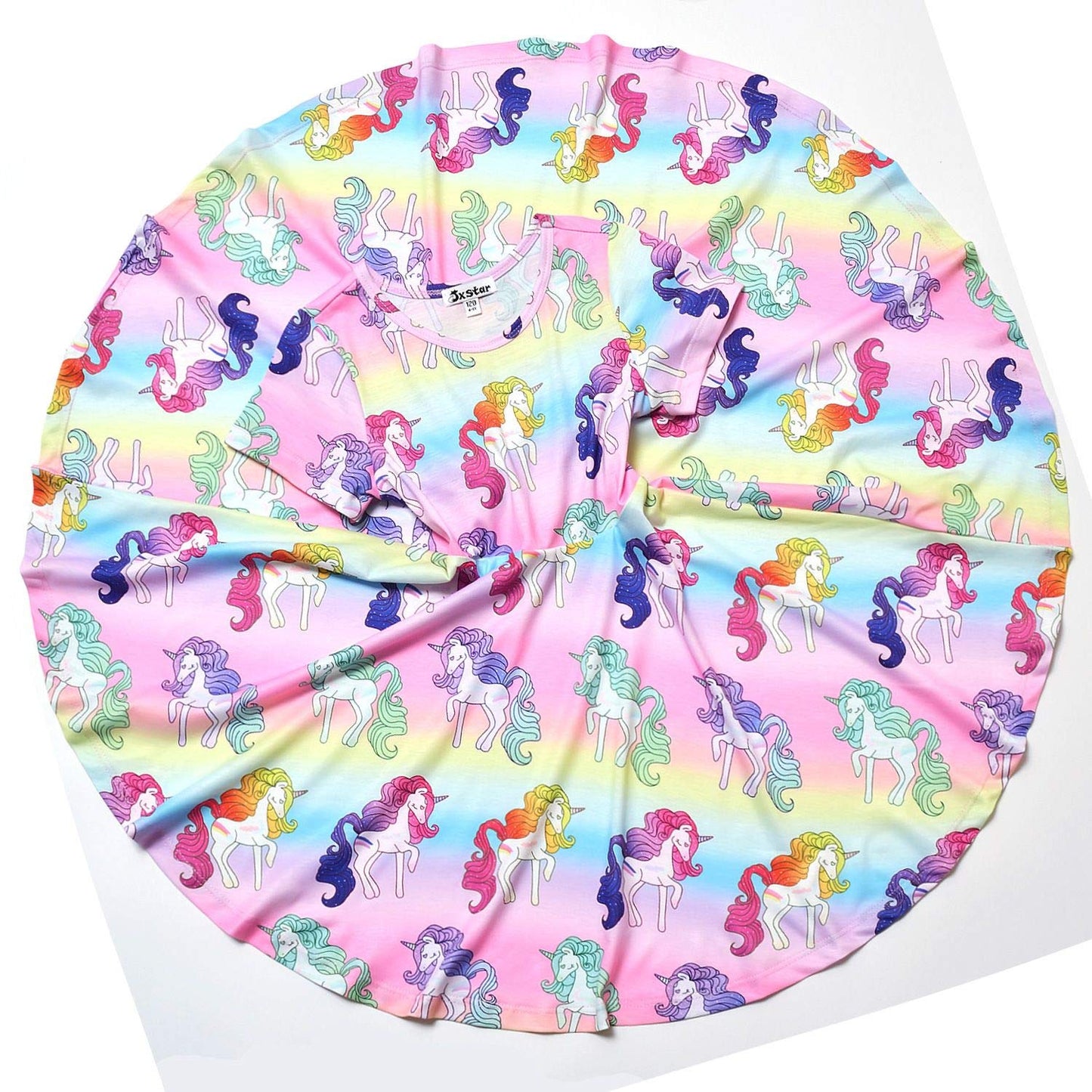 Unicorn Dresses for Girls Summer Swing Short Sleeve Casual Clothes for Kids