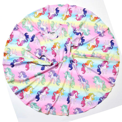 Unicorn Dresses for Girls Summer Swing Short Sleeve Casual Clothes for Kids