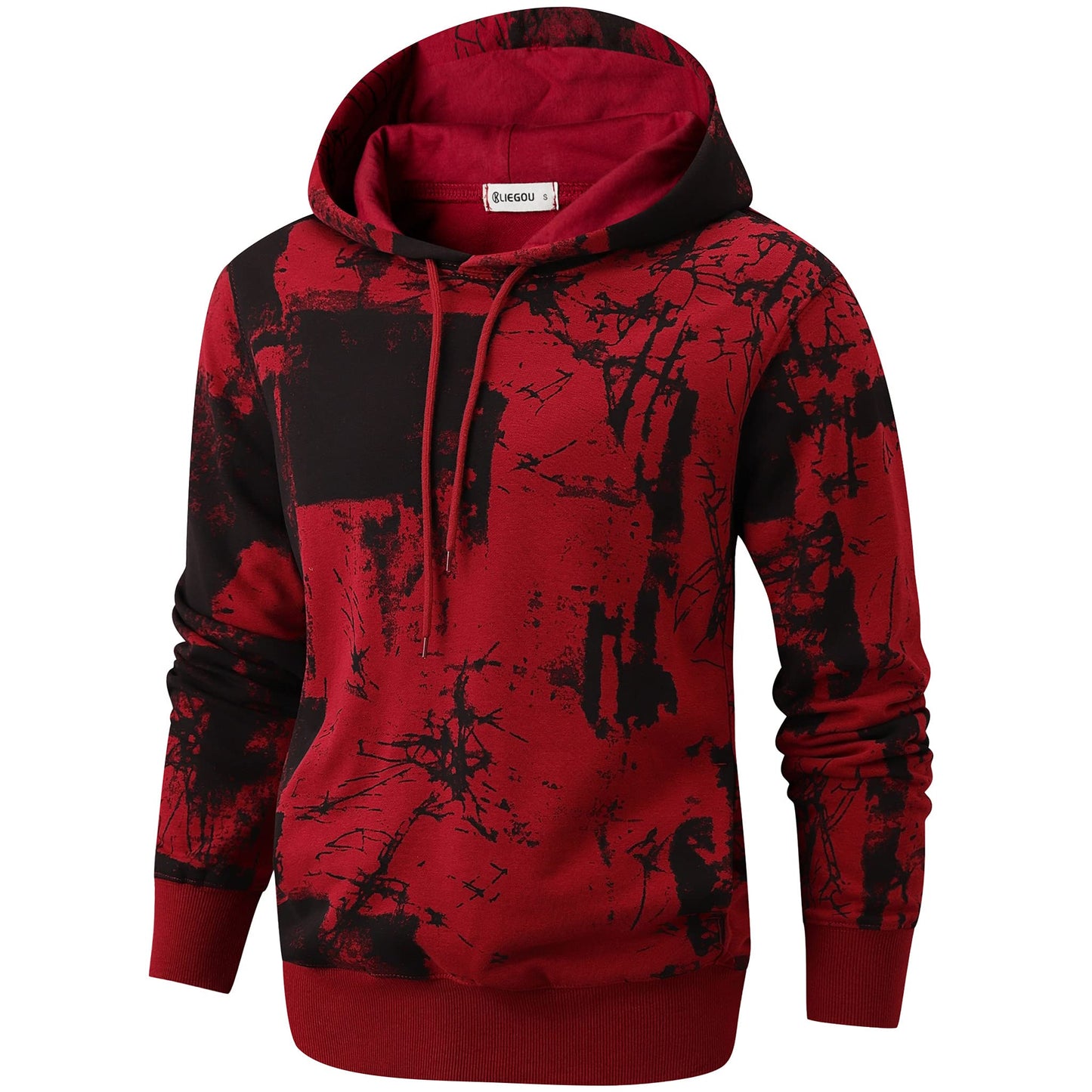 KLIEGOU Mens Tie-Dye Pullover Hooded Sweatshirt