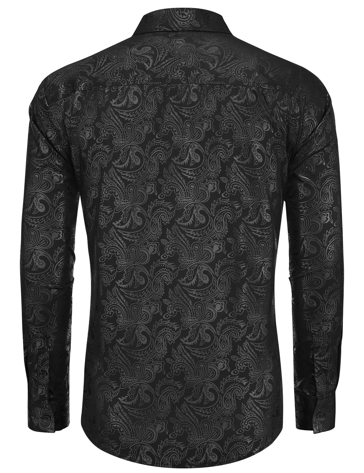 COOFANDY Men's Rose Shiny Shirt Luxury Flowered Printed Button Down Shirt