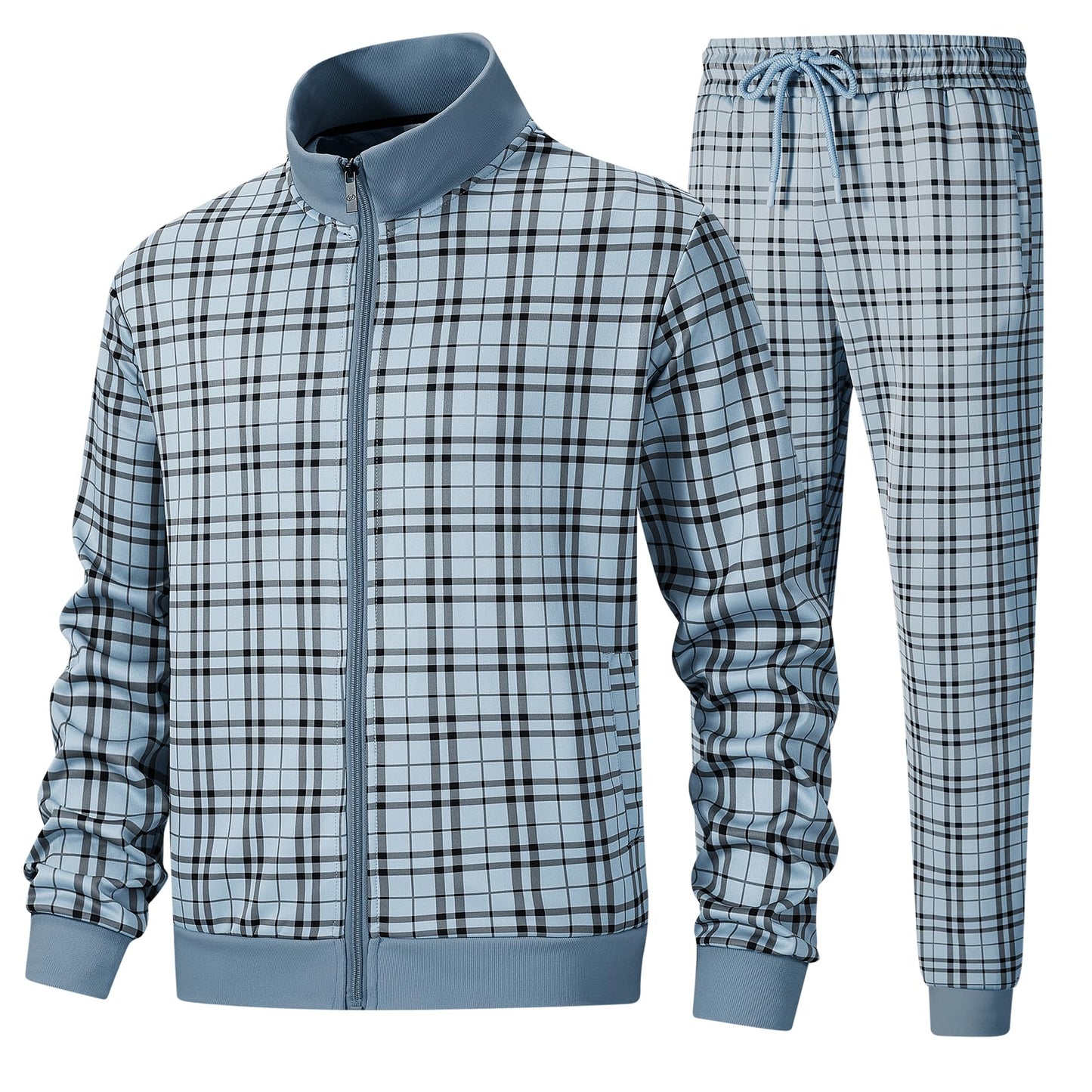 W JIANWANG Men's Casual Tracksuits Long Sleeve Jogging Suits Sweatsuit Sets Track Jackets and Pants 2 Piece Outfit