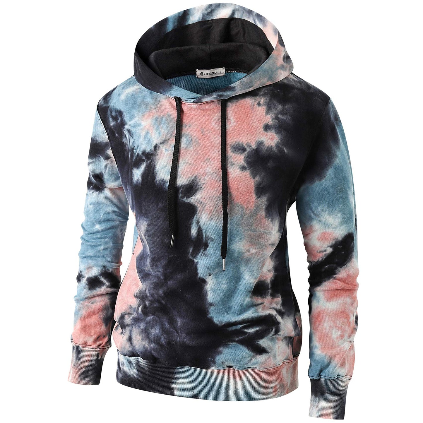 KLIEGOU Mens Tie-Dye Pullover Hooded Sweatshirt