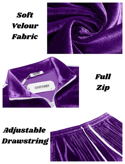 COOFANDY Mens Tracksuit 2 Piece Set Velour Velvet Sweatsuit Jogging Suits Full Zip Jacket Pants Outfits