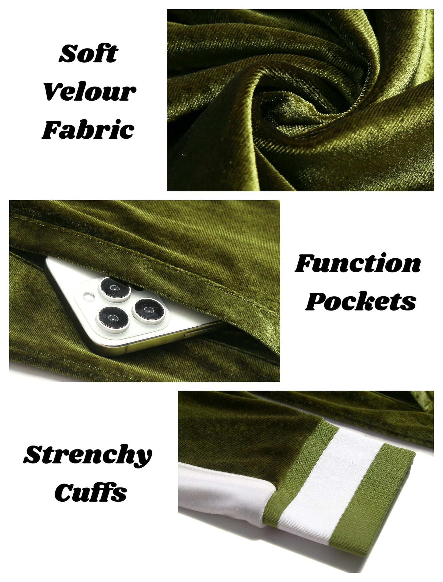 COOFANDY Mens Tracksuit 2 Piece Set Velour Velvet Sweatsuit Jogging Suits Full Zip Jacket Pants Outfits