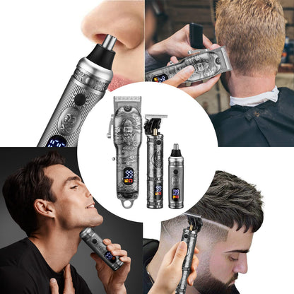 Lanumi Professional Hair Clippers Electric Razor Shavers Men 3 Piece Set Rechargeable Clippers and Trimmers Beard Trimmer Barber Kit with Travel Case Clippers for Hair Cutting Gifts for him