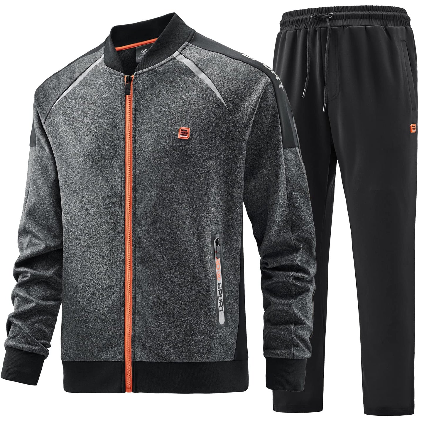 W JIANWANG Men's Casual Tracksuits Long Sleeve Jogging Suits Sweatsuit Sets Track Jackets and Pants 2 Piece Outfit